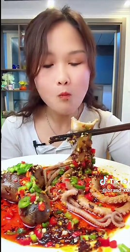 Japanese Girl Eating Spicy Octopus Challenge ASMR