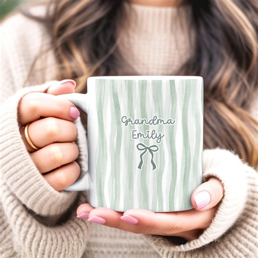 Personalized Grandma Mug, Custom Grandma Coffee Mug, Bow Gift for Granny, Ceramic Mug - Etsy