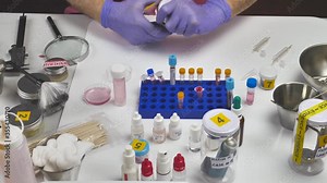 Police scientist working in Criminalistic Lab, victim clock analysis for murder Stock Video