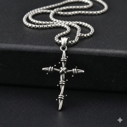 Silver Barbed Wire Cross Necklace, Edgy Gothic Pendant, Punk Grunge Jewelry, Rustic Cross Alternative Gift for Men & Women - Etsy