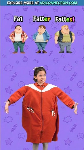 Fat, Fatter, Fattest 👉 Comparative Adjectives | Kids English Words | Adi Connection #shorts