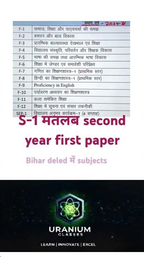 subjects in bihar deled first &second year #deledsubject #education #deled #deledgovtcollege