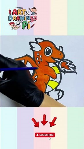 How to Draw a Super Cute Colorful Dragon Breathing Fire – | Easy Drawing | Step-by-Step #shorts