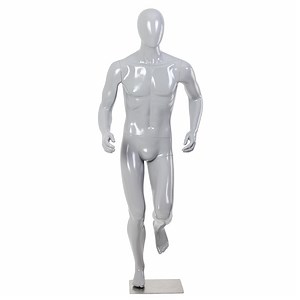 [Hot Item] Clothing Running Sport Store Window Display Matte Gray Male Full Body Athletic Mannequin