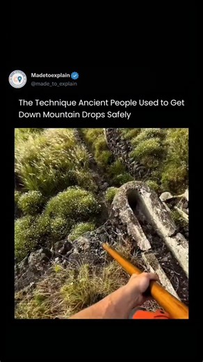 Made_to_Explain on Instagram: "This video demonstrates a traditional technique called Salto del Pastor (Shepherd's Leap), which was used by ancient inhabitants of the Canary Islands to navigate steep mountain drops safely. The practitioner uses a long wooden pole, often tipped with metal, to support their weight and "slide" or leap down high stone terraces and rocky cliffs. By planting the pole firmly below them and using their hands to control the descent, they can descend vertical drops that w