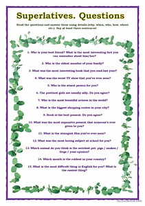 Superlatives - Speaking - Questions