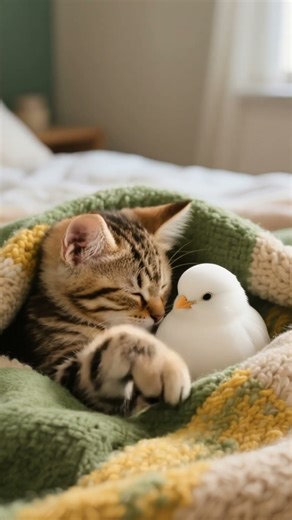 “Kitten and Her Tiny Bird Bestie Cuddle Like They’ve Always Been Family”