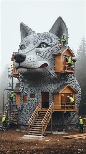 Giant Wolf House Build 🐺🏡 | Unreal Transformation Timelapse #shorts