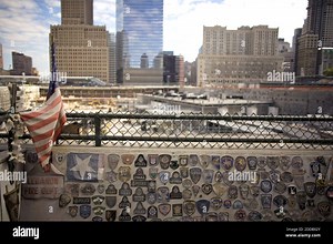 NO FILM, NO VIDEO, NO TV, NO DOCUMENTARY - Weathered mementos at the World Trade Center Ground Zero construction site in New York City, NY, USA, on August 17, 2006. In the five years since terrorists rammed hijacked jets into the World Trade Center and the Pentagon, Americans have accepted inconvenience, sacrificed personal freedoms and spent billions of dollars on a security clampdown that touches virtually every aspect of their lives. And we're still not safe. Photo by Chuck Kennedy/MCT/ABACAP