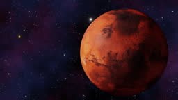 Planet Mars view from outer space and twinkling stars in the Milky...