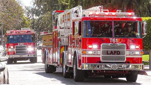 LAFD Light Force 61 & Rescue 861 Responding