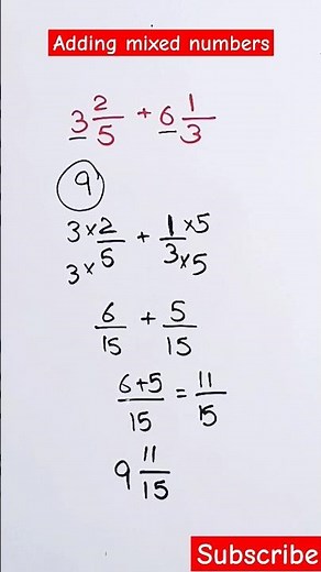 Addition of Mixed Fractions | Adding Mixed Numbers #maths #mathematics