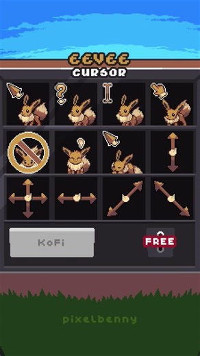 Free Animated Eevee mouse cursor #pokemon #eevee #pixelart