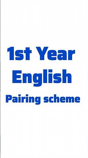 1st year English Pairing scheme