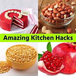 67K views · 406 reactions | how to cook dal in pressure cooker without spilling. The easiest way to remove the skin from a pomegranate. The quickest way to remove skin of peanuts . How to slice cakes equally without touching in hand. Amazing Kitchen Hacks - Part 1 - Queen Bee Paradise | Queen Bee Paradise | Facebook