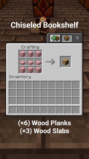 How to CRAFT CHISELED BOOKSHELF! 🛠️ Crafting Station Burst #15 #Minecraft #Shorts