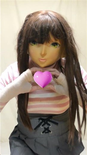 female mask kigurumi doll gray miniskirt girl #コスプレ #着ぐるみ #cosplay #コスプレ #着ぐるみ #kigurumi #mtf #パンチラ