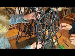 How to install and remove the drive cord (belt) on the wheel of a vintage Singer treadle sewing m...