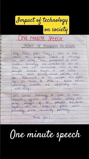 one minute speech on impact of technology on society
