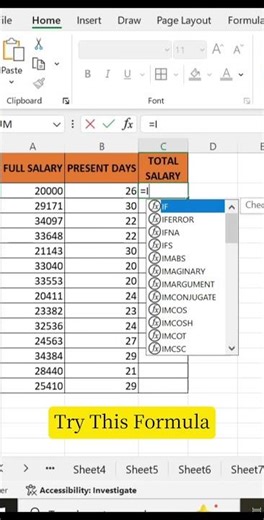 Salary Sheet Formula in Excel | Office Me Kaam Aane Wali Trick 😳 #excel #exceltips