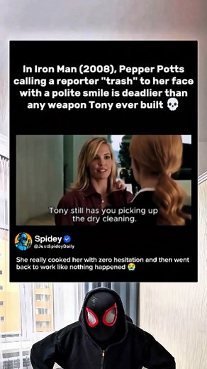 234K views · 2.2K reactions | In Iron Man (2008), Pepper Potts calling a reporter "trash" to her face with a polite smile is deadlier than any weapon Tony ever built  #ironman #pepperpotts #tony | Spidey | Facebook