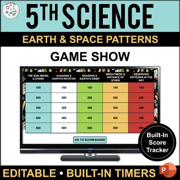 Earth & Space Patterns Jeopardy-Style Review Game - Shadows Stars Seasons 5th