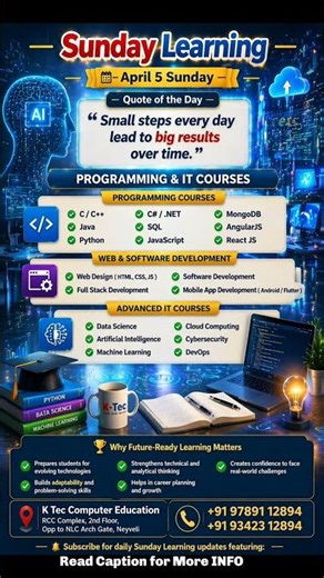 Sunday Learning April 5 | Small Steps Big Results | Programming & IT Career Guidance