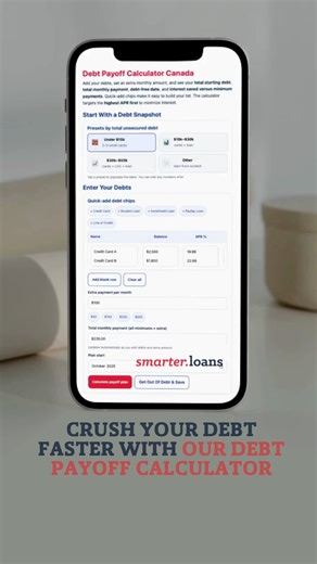 Crush your debt faster than you thought possible. This Debt Payoff Calculator from Smarter Loans maps the quickest route to financial freedom. #DebtCalculator #CrushDebt https://smarter.loans/debt-payoff-calculator/ | Smarter Loans | Facebook