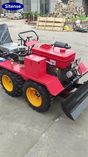 Compact 4WD Tractor with Micro Rotavator and Bulldozer #rotarytiller #farm #minitractor #cultivator