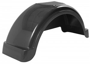 etrailer Single Axle Trailer Fender with Top Step - Black Plastic - 12" Wheels - Qty 1 etrailer Trai