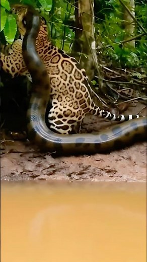 Un ataque desde el río dejó al jaguar inmovilizado 🔥🐆🐍