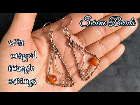 Wire wrapped triangle earrings | Step by step wire earrings tutorial | Geometric earrings