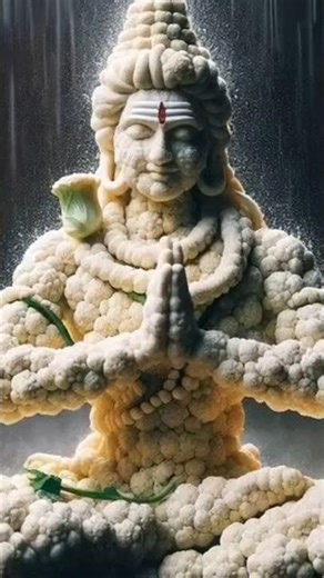 🌧️ Lord Shiva in a Divine Cauliflower Form Mahadev Meditation 🌼#shorts#short video #lady X#viral#ai