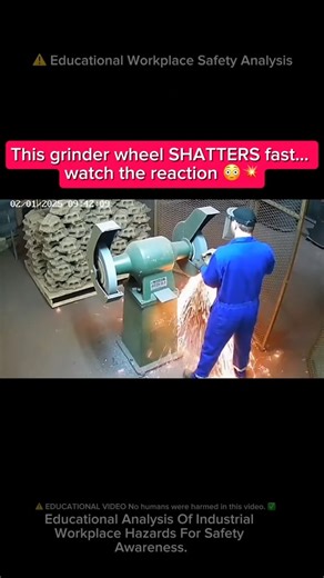 ⚠️ INSANE Pedestal Grinder WHEEL SHATTERS Fast 😳⚙️. . . . . A shocking moment when a large industrial grinder wheel fails suddenly during use. | US Celebrity Trending
