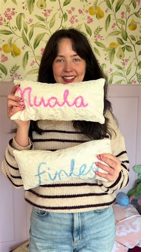 First sewing project of 2026! These CUTE cushions using all scrap fabric. It’s my first time stitching/embroidering too #sewing