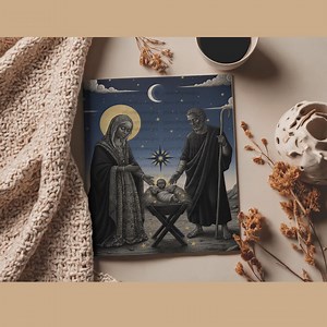 African American Nativity Scene Digital Art | Black Christmas Clipart | Wall Art  Printable Greeting Card