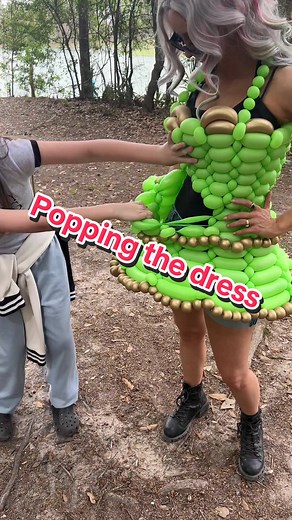 Popping a balloon dress! #BalloonDress #BalloonFashion #BalloonCouture #BalloonDressContent #BalloonArt