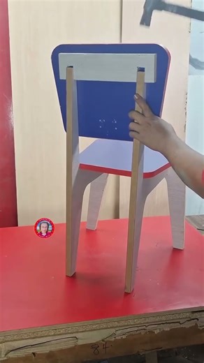 Another example of a blue-edged wooden chair with red trim. #Wood #DIY #Woodworking #WoodLovers