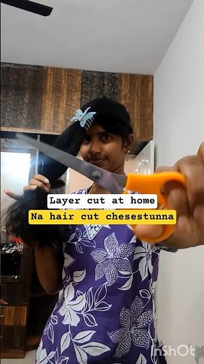ఇంట్లో hair layers లాగా కట్ చేసుకుంటాను #layercut #haircutathome #hairgrowth #hairoil #minivlog