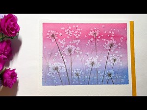 How to Paint a Simple and Magical Watercolour Dandelion Painting Using Salt ✨