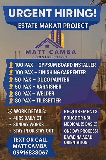 #ConstructionJobs #constructionworker #ConstructionHiring #constructionlife | Mickeydhe Camba