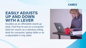 Carex Overbed Table, Adjustable Overbed Bedside Table with Wheels, Bed Desk & Couch Desk, Rolling Over Bed Bedside Table for Hospital and Home Use, Adjusts for Right or Left-Handed Use, Wood Grain