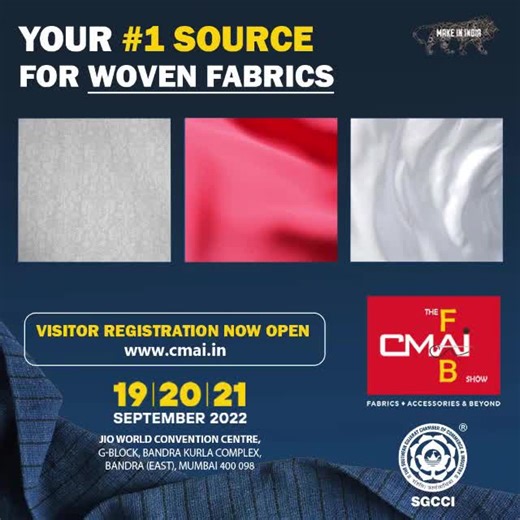THE 2ND CMAI FAB SHOW (FABRICS, ACCESSORIES & BEYOND SHOW) VISITOR REGISTRATION NOW OPEN CLICK HERE TO REGISTER NOW : https://bit.ly/3A8bmu9 FREE ENTRY FOR CMAI MEMBERS (2 BADGES / COMPANY) | CMAI