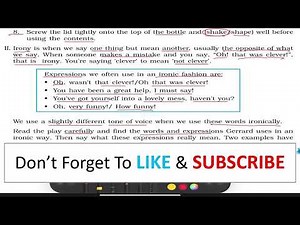 Class 9 English Chapter 11 If I Were You Exercise ( Thinking about Language )