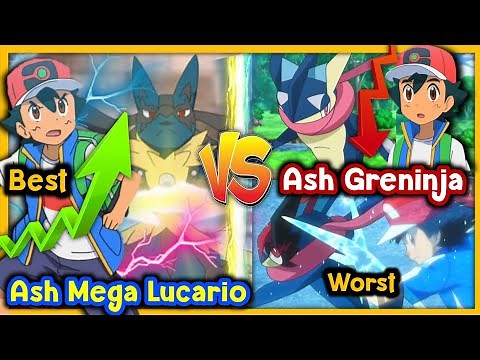 Ash mega Lucario vs Ash bond Greninja || Ash Strongest Pokemon of all time || Mega evolution vs bond