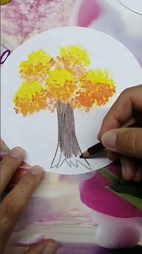 Easy Autumn Tree Painting for Beginners | Step-by-Step Paint Tutorial #easydrawing #naturedrawing