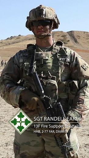 Sgt. Randell Earls, a joint fire support specialist (13F), enhances lethal teams by utilizing and maintaining various weapon systems for the complexity of warfare. #ReadyPeople #SteadfastAndLoyal 4th Infantry Division Artillery - Ivy Gunners III Armored Corps U.S. Army Forces Command (FORSCOM) | 4th Infantry Division