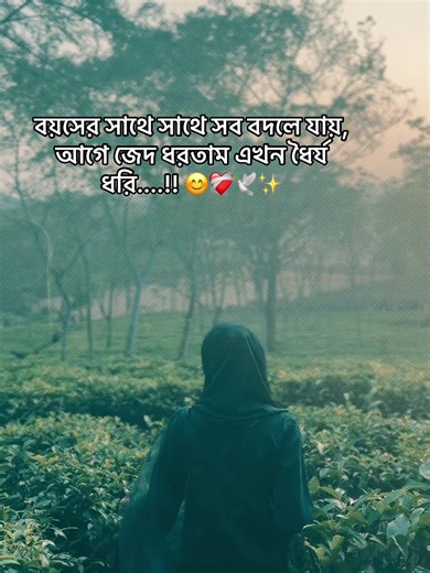 বয়সের সাথে সাথে সব বদলে যায়, আগে জেদ ধরতাম এখন ধৈর্য ধরি....!! 😊❤️‍🩹🕊️✨#foryou #vedio #foryoupage #unfrezzmyaccount