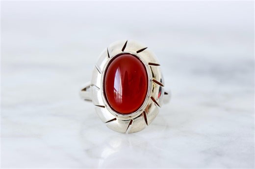 Vintage Maximalist Carnelian Statement Ring in 925 Sterling Silver Size 10, Bold Cocktail Ring, 1960s 1970s Mexican Jewelry, Orange Gemstone - Etsy