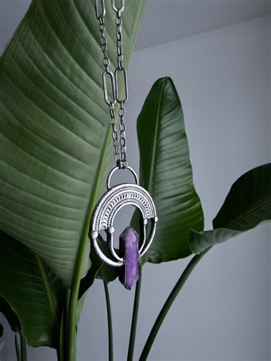 Amethyst Purple Goth Jewelry, Crystal Pendant, Renaissance, Fairy, Handmade - Etsy